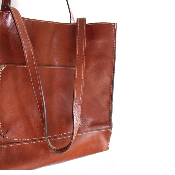 Patricia Nash Cognac Leather Shoulder Bag Preowned Neutral Cherry Cognac… - Picture 6 of 14